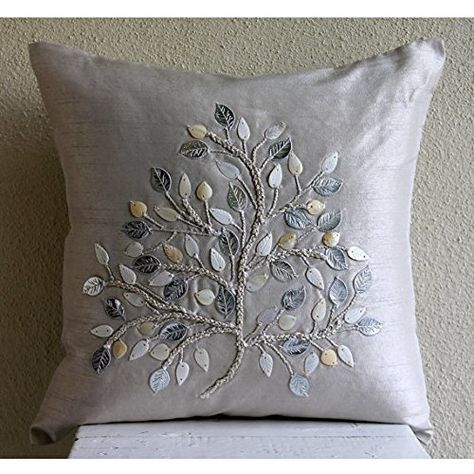 Beige Sofa Pillows, Beige Pillow Covers, Silk Throw Pillows, Silver Pillows, Sofa Beige, Silk Pillow Cover, Beige Art, Silver Silk, Beige Pillows