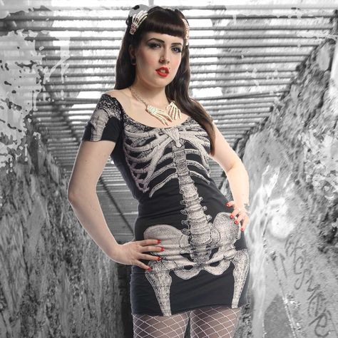 Skeleton Dress, Vintage Inspired Shoes, Kreepsville 666, Gothic Skirts, Dress Cheap, Punk Dress, Rockabilly Outfits, Cheap Halloween, Gothic Rock