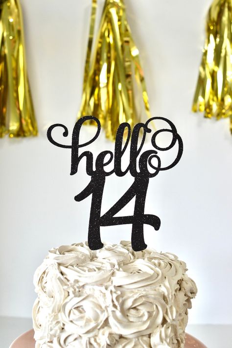 Excited to share this item from my #etsy shop: Glitter hello 14 Birthday Age Cake Topper, 14th birthday, fourteen birthday, 14 centerpiece, Gold Age, sparkly 14, 14th anniversary Fourteen Birthday Party Ideas, Happy Birthday 14th Girl, Happy 14th Birthday Girl, Its My 14th Birthday, Birthday Thoughts, Fourteenth Birthday, Golden Birthday Cakes, 14th Birthday Party Ideas, 71 Birthday