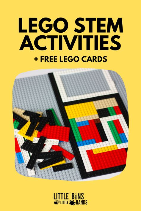 Our LEGO STEM activities are easy to do at home or even at school because we try to use basic bricks or types of bricks you may already have. Our LEGO collection is still growing, so we don’t have everything yet 😉 Six Bricks Lego Activities, Stem Activities With Legos, Lego Stem Challenges For Kids, Lego Stem Activities, Lego Stem Challenge, Lego Stem, Steam Activities For Kids, Lego Basic, Lego Math