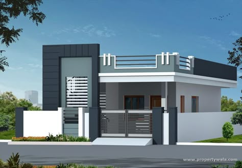 Image result for elevations of independent houses House Front Wall Design, Single Floor House Design, Front Wall Design, Eksterior Modern, Indian House Plans, Small House Front Design, House Balcony Design, Small House Elevation, Small House Design Exterior