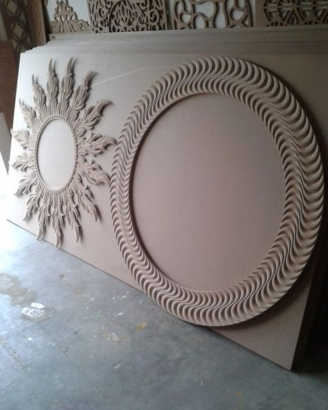 CNC Wood Craft on Instagram: “Mirror frames designed for a client. For orders and queries, contact - 03239070353, 03008965773 #cnc #cncmachining #cncwoodworking…” Round Cnc Design, Cnc Mirror Frame Design, Cnc Mirror, Best Home Interior Design, Cnc Furniture, Cnc Woodworking, Cnc Wood, Cnc Design, Woodworking Wood