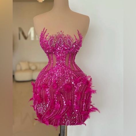 Wore It Once. This Dress Is Still Brand New Custom Homecoming Dresses, Pink Dinner Party Outfits, Pink Embellished Dress, Pink Birthday Dress Black Women, 21st Birthday Dress Ideas, Custom Birthday Dress, Pink Leather Dress, Birthday Dinner Dress, Pink Birthday Dress