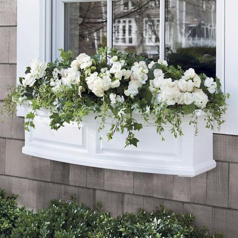 Nantucket Easy-Care Window Planter | Grandin Road Window Boxes Flowers, Window Planter, Window Box Flowers, Window Planters, Fiberglass Planters, Window Planter Boxes, Cloth Store, Urn Planters, Tall Planters