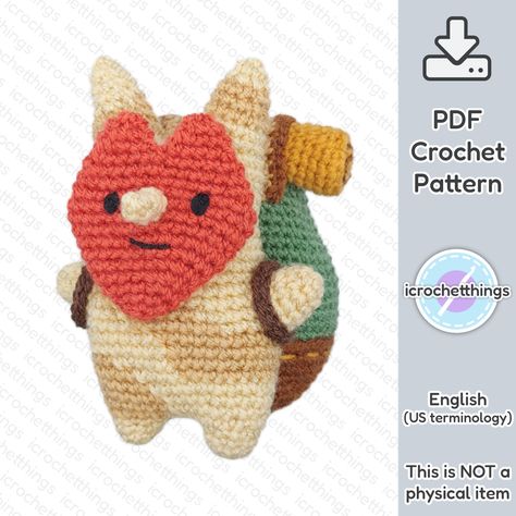 Please note that this is NOT a listing for the finished product. This listing includes one PDF crochet pattern used to create a forest traveler amigurumi. It is an instant digital download, so you will be able to access the pattern as soon as payment is received. Pattern is available only in English (US terminology).  This is an icrochetthings original pattern © 2024. For personal use only. Do not copy, sell, alter, or distribute this pattern or parts of it. You may sell a limited number of your handmade finished items provided you credit icrochetthings as the designer. Size: 5" tall (traveler), 4" tall (backpack) Materials:     * DK weight yarn in cream, beige, light brown, dark brown, green, yellow, orange, black     * 3mm crochet hook     * Stuffing     * Scissors     * Yarn needle The