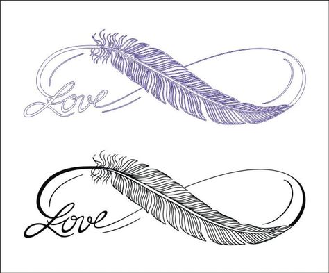 Double Infinity Tattoos, Fingers Tattoo, Infinity Sign Tattoo, Feather Svg, Tattoo Stencil Designs, Infinity Tattoo With Feather, Alas Tattoo, Girls Tattoos, Baby Tattoo Designs