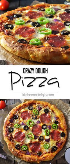 Crazy Dough Pizza Recipe - the best tasting pizza dough from scratch! Mix the ingredients, keep in your fridge or freezer and have on hand wherever you need! Dough Pizza Recipe, Pizza Stone Recipes, Crazy Pizza, Crazy Dough, Pizza Dough From Scratch, Kitchen Nostalgia, Dough Pizza, Calzone Pizza, Best Pizza Dough