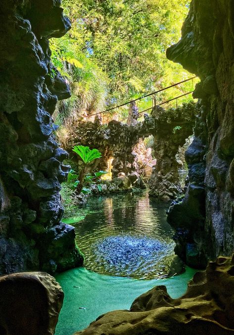 view from an underground tunnel Sintra Quinta Da Regaleira, Quinta Da Regaleira Sintra Portugal, Sintra Portugal Aesthetic, Portugal Scenery, Gothic Palace, Lisbon Trip, Regaleira Sintra, Portugal Nature, Portugal Holiday