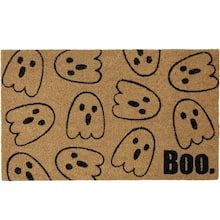 Natural Coir Boo with Ghosts Halloween Doormat Floating Ghosts, Mat Ideas, Halloween Doormat, Ghosts Halloween, Halloween Door Mat, Natural Background, Ghost Design, Halloween Decorations Indoor, Coir Doormat