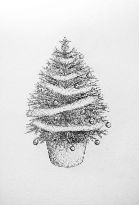 Give your Christmas cards or festive art an upgrade by learning how to draw a Christmas tree with Charlotte Kinson's step-by-step-guide 🎄 How To Draw Christmas Tree Step By Step, How To Draw Christmas Stuff, How To Draw A Christmas Tree, Christmas Pencil Drawings, How To Draw Christmas Tree, Christmas Tree Step By Step, Draw A Christmas Tree, Draw A Tree, Realistic Christmas Trees