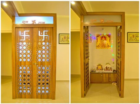 Here you will find photos of interior design ideas. Get inspired! Mandir Door Design For Home, Mandir Door Design, Small Pooja Unit, Mandir Door, Pooja Room Door, Marble Mandir, Pooja Room Designs, Mandir Designs, Pooja Door Design