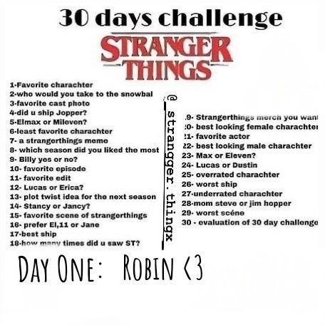 Here's day 1 !! Stranger Things 1, Stranger Things Day, Stranger Things Game, Journal Books, Least Favorite, Day Challenge, Plot Twist, 30 Day Challenge, Book Ideas