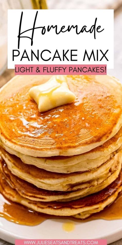 Homemade Pancake Mix Easy, Homemade Pancake Mix Recipe, Easy Pancake Mix, Pancake Mix Recipe, Homemade Pancake Mix, Light And Fluffy Pancakes, Homemade Dry Mixes, Breakfast Pastry, Pancake Mix Recipes