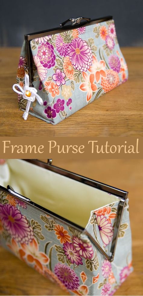 Rectangular Purse Frame Tutorial Diy Clasp Purse, Clutch Pattern Free, Frame Purse Pattern, Clutch Bag Tutorial, Frame Bags, Frame Tutorial, Handbag Tutorial, Purse Sewing, Clutch Pattern