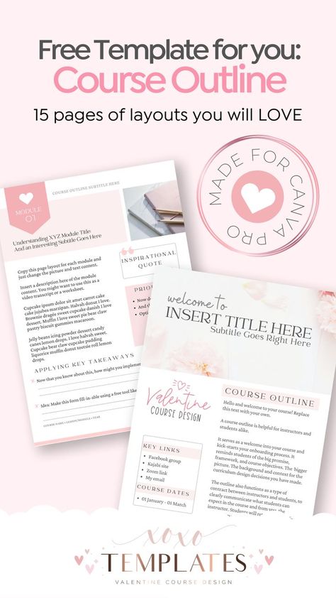 Free sample from my Canva Pro template collection. 15 payges including worksheets, checklists, cheat sheets and so much more 💗 Outline Sample, Course Outline, Digital Course, Workbook Design, Course Launch, Course Creation, Online Course Creation, Best Online Courses, Sweet Cupcakes