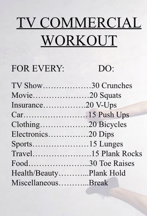 Simple workout to do while watching tv! Workout To Do While Watching Tv, Modern Family Workout Game, Workouts While Watching Tv, Young Sheldon Workout Challenge, Never Have I Ever Workout, Tv Show Workout Challenge, Movie Workout Challenge, Tv Commercial Workout, Workout While Watching Tv