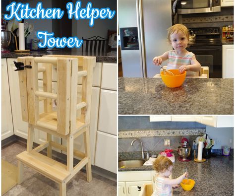 Kitchen Helper Tower, Ikea Bekvam, Helper Tower, Toddler Step Stool, Toddler Kitchen, Toddler Safety, Montessori Furniture, Learning Tower, Woodworking Projects For Kids