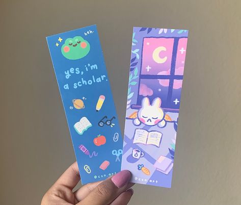 cxnart | cute & sustainable stickers, stationery, totes, and more Bunny Reading, Frog Bookmark, Aesthetic Bunny, Reading Bookmarks, Riso Print, Cute Bookmarks, Book Markers, Handmade Sticker, Watercolor Wallpaper