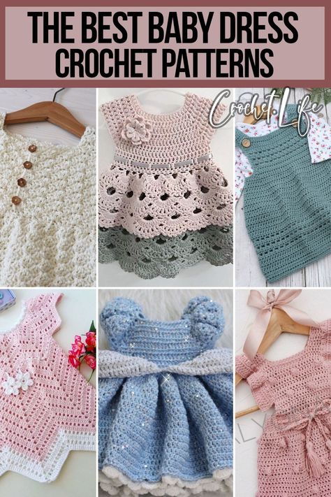 These 14 pretty baby dress crochet patterns are perfect gift ideas for the new baby in your life because we all know: Nothing says 'welcome to the world' like a handmade gift. Crochet Christmas Dress Baby Free Pattern, Baby Dresses Crochet Patterns Free, Crochet 12 Month Dress Free Pattern, Crochet Pattern For Baby Dress, Crochet Baby Girl Romper Free Pattern, Baby Girl Crochet Dress Free Pattern, Newborn Crochet Dress Pattern Free, Newborn Girl Crochet Patterns Free, Baby Romper Crochet Pattern Free