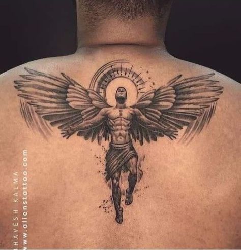 67 Tatuajes de Angel Alas para Hombres en Espalda en Negro omoplatos columna Angel Tattoo, Tattoo On, Angel, Tattoos