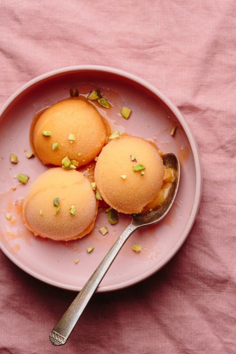 Cardamom Apricot Sorbet - Beyond Sweet and Savory Sorbet Dessert Ideas, Apricot Sorbet, Raspberry Bread Pudding, Raspberry Bread, Botanical Kitchen, Dreamy Desserts, Creami Recipes, Apricot Tree, Sorbet Recipes