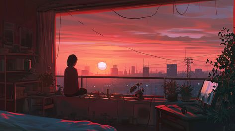 Morning Vibes Aesthetic Wallpaper, Destop Wallpaper, Lofi Girl, Hd Sky, Black Background Painting, Relaxing Morning, Desktop Wallpaper Macbook, Time Wallpaper, Iphone Wallpaper Music