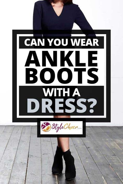 Dress With Ankle Boots Dressy Midi, Black Dress And Ankle Boots Outfit, Dress And Short Boots Outfit, How To Style Ankle Boots Dresses, Boots For Knee Length Dresses, Dress With Black Boots Ankle, Outfit Ideas Ankle Boots, Square Toe Boots With Dress, Fall Dresses With Boots Ankle Booties Short