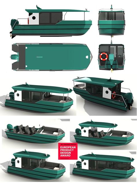 "Raznezhie-7" model range of leisure boats based on combination of sets of module structural elements of hull and superstructure. Adding various elements to the base hull, which is a ready-to-use open-boat, customer can get a number of boat models for different types of water recreation. The project "Raznezhie" model range was awarded 2021 Honorable Mention at the European Product Design Award in Transportation/Nautical /Boats Boat Design Plans, Shanty Boat, Model Boats Building, Types Of Water, Camper Boat, Model Boat Plans, Amphibious Vehicle, Diy Boat, Boat Building Plans