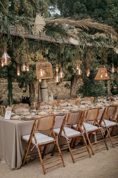 Mediterranean coast wedding | Spain wedding venue | 100 Layer Cake Wedding Venues Boho, Beige Green White Wedding, Wedding Bamboo Decor, Green Wedding Venue Decor, Bohemian Wedding Venue Ideas, Wedding On The Coast, Outdoor Bohemian Wedding, Boho Wedding Lanterns, Boho Green Wedding Decor