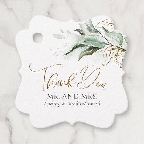 Greenery Gold Wedding, Wedding Favors Packaging, Jewelry Knowledge, Foliage Wedding, Printable Favor Tags, Tags Printable, Unique Favors, Wedding Tags, Wedding Favor Tags