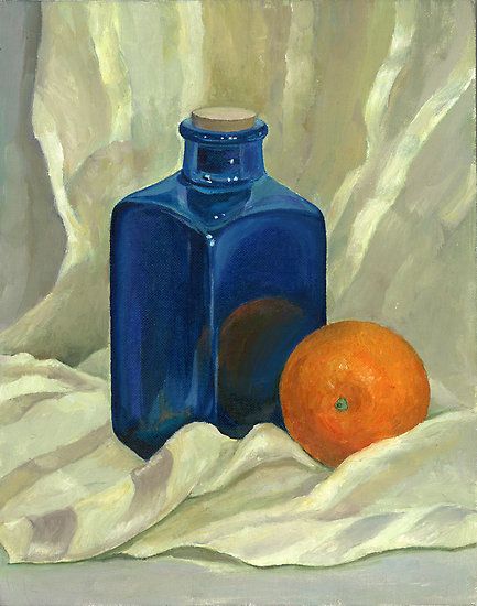 Blue Still Life, Life Reference, Complimentary Colours, Reflection Painting, Creation Art, Live Painting, Art Curriculum, Still Life Drawing, Blue Bottle