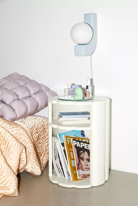 Jenavive Nightstand | Urban Outfitters Urban Outfitters Organizer, Statement Nightstand, Urban Outfitters Dorm, Dorm Nightstand, Urban Outfitters Apartment, Urban Outfitters Bedroom, Chic Bedside Table, Eclectic Room, Shelf Dimensions