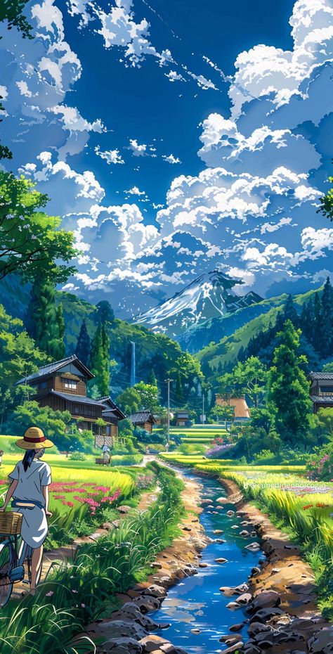 Beautiful Anime Landscape, Nature In Anime, Anime Landscape Painting, Anime Scenery Drawing, Anime Beautiful Scenery, Anime Scenery Painting, Anime Nature Aesthetic, Landscape Aesthetic Wallpaper, Anime Scenery Backgrounds