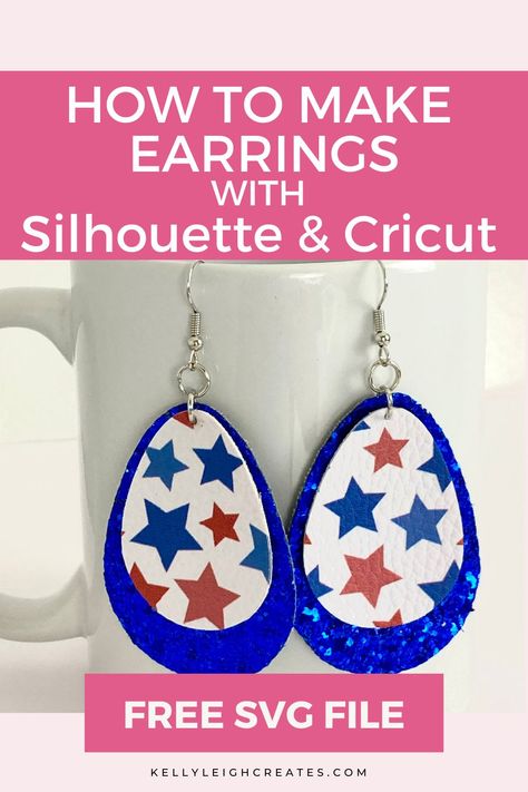 DIY earrings are easy to make and a fun beginner project. Learn how to make earrings with a Silhouette machine. Cricut Earrings, Silhouette Earring, Silhouette Tutorials, Make Earrings, Cricut Free, Cameo Projects, Silhouette Cameo Projects, Silhouette Files, Silhouette Machine