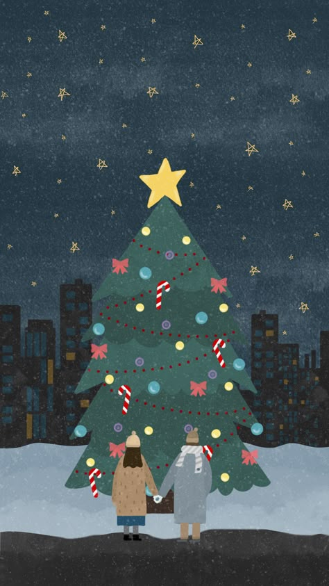 Christmas Illustration Background, Cute Festive Wallpapers, New Year Wallpapers Aesthetic, Festive Wallpaper Iphone, Holiday Illustration Christmas, Winter Illustration Wallpaper, Christmas Wallpaper Illustration, Christmas Illustration Drawing, Christmas Aesthetic Illustration