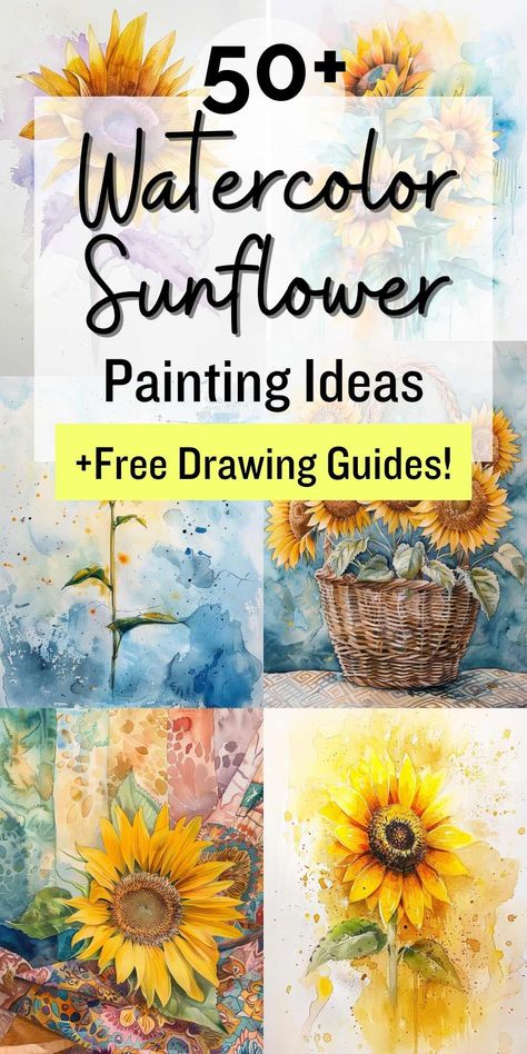 🌻 Learn how to paint stunning watercolor sunflowers with this easy-to-follow tutorial! 🎨 Discover 7 secret watercolor hacks to make your sunflowers truly unique. ✨ Perfect for beginners and experienced artists alike. 🌼 Free printable sunflower templates included to help you get started! #watercolor #sunflower #painting #tutorial #beginnerartist #arttips #freetemplate #artinspiration #sunflowerart #watercolorflowers Easy Watercolor Sunflower, Sunflower Watercolor Tutorial, How To Paint A Sunflower, Watercolor Sunflower Tutorial, Sunflower Painting Tutorial, Sunflower Painting Ideas, Watercolour Sunflowers, Watercolor Hacks, Watercolour Sunflower