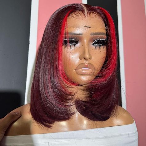 Hair Color Red Highlights, Grey Hair Extensions, Kort Bob, Lace Front Bob, Red Bob, Olive Oil Hair, Red Highlights, Kinky Curly Wigs, Red Wigs