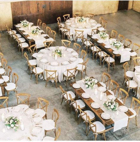 Farmhouse And Round Tables Wedding, Round And Farm Tables Wedding, Farm Table And Round Table Wedding, Circle And Long Tables Wedding, Long Table Reception Layout, Wedding Tables Round And Rectangle, Wedding Reception Round And Rectangle Tables, Round And Long Table Layout, Round And Rectangular Tables At Wedding