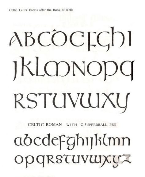 Glyphika: Book of Kells Letter Forms Book Of Kells Letters, Gaelic Font, Speedball Textbook, Irish Font, Celtic Fonts, Fancy Letters, Book Of Kells, Hand Lettering Fonts, Hand Lettering Alphabet