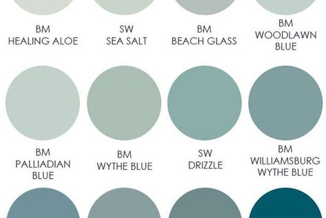 The Best Blue Green Paint Colors Best Blue Green Paint Colors, Blue Green Paint Colors, Sherwin Williams Paint Colors Green, Blue Green Paint, Green Exterior Paints, Healing Aloe, Wythe Blue, Blue Gray Paint Colors, Life On Virginia Street