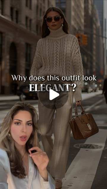 MAY | Elegant Stylist & Image Consultant on Instagram: "Let’s breakdown what makes this outfit elegant and interesting! 

Since oversized sweaters are a popular item in fall/winter for their ability to keep you warm, here’s how to wear them without appearing too bulky or shapeless:

1. Adjust the sleeves like we did in the video
2. Do a partial front tuck and consider adding a belt
3. Pair them with slim-fit pants to balance the volume 

What else made this outfit look chic? Let me know in the comments 👇

#fallfashion #falloutfits #elegantoutfit #elegance #elegantlook #elegantstyle #classystyle #timelesslook #falloutfitideas #outfitinspiration" Outfit Elegant, Front Tuck, Oversized Sweaters, Outfit Look, Pretty Style, Slim Fit Pants, Sweaters Oversized, Elegant Outfit, Look Chic