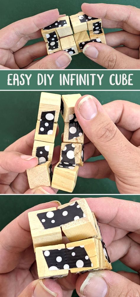 Infinity Cube Diy Wood, Diy Middle School Crafts, Infinite Cube Diy, Diy Game Crafts, Wood Cubes Crafts, Wooden Fidget Toy, Diy Fidget Toys How To Make, Diy Fidgets For Kids, Crafts For Boys 11-13