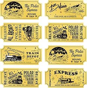 Christmas Polar Express Believe Tickets Christmas Gold Foil Stickers for Kids North Pole Train Stickers Party Decorations School 200Pcs Christmas Polar Express, Polar Express Believe, Believe Polar Express, Polar Express Party, Foil Stickers, Gold Foil Paper, Stickers For Kids, Polar Express, Christmas Party Supplies