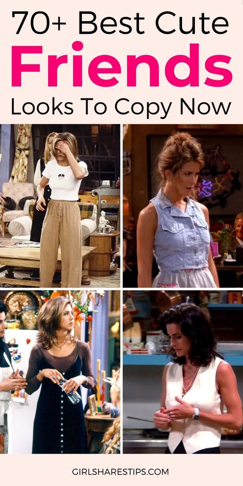 Friends Summer Outfits 90s, Rachel Green Outfits Iconic, Friends Sitcom Outfits, Rachel Green Best Looks, 90s Friends Outfit, 90s Style Women Outfit, 90s Fashion Friends Monica, Friends Themed Party Outfit, Friends Tv Show Inspired Outfits