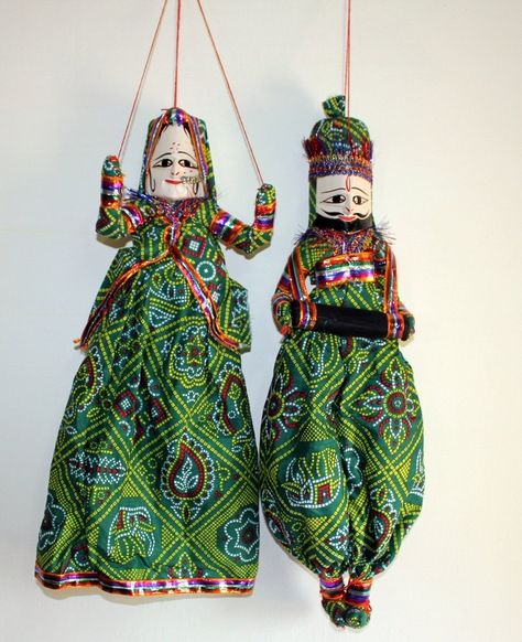 Dancing Indian Dolls Indian Puppets, Rajasthan Art, String Puppet, Puppet Craft, Puppet Theatre, Indian Dolls, Puppet Crafts, Indian Crafts, Indian Folk Art