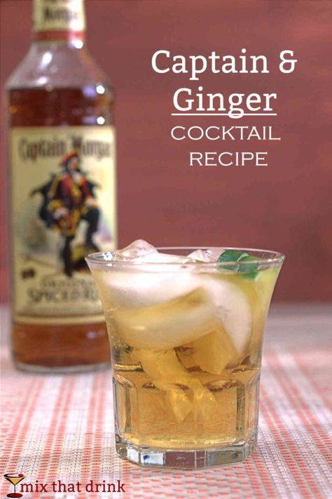 The Captain & Ginger is a refreshing drink recipe that blends Captain Morgan Original Spiced Rum with ginger ale or beer. Plus a dash of lime juice. It’s like a Moscow Mule with spiced rum instead of vodka. Captain Morgan Drinks Easy, Captain Morgan Drinks Spiced Rum, Tailgating Drinks, Captain Morgan Cocktails, Captain Morgan Drinks, Ginger Drink Recipe, Ginger Cocktail Recipes, Spiced Rum Drinks, Whiskey And Ginger Ale