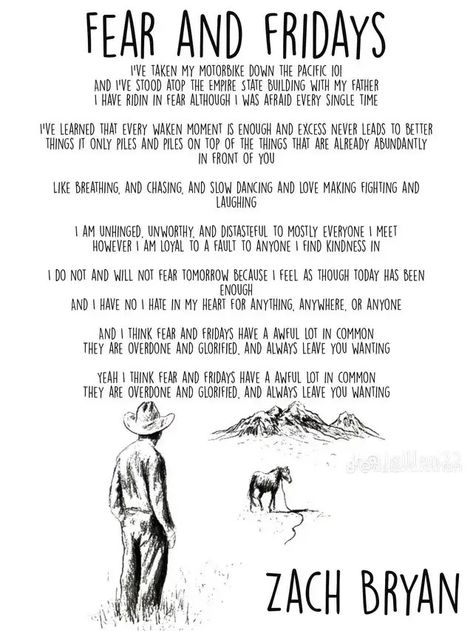 Fear And Fridays Poem, Country Music Tattoos, Zach Bryan Quotes, Country Lyrics Quotes, Western Quotes, Cowboy Quotes, Lyric Tattoos, Lyrics To Live By