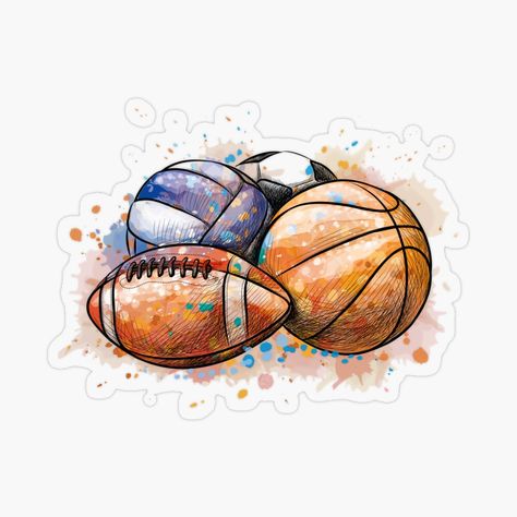 Basketball Birthday Cards, Sports Drawings, Sports Painting, Composition Notebooks, Sport Illustration, Ghost Design, Sports Balls, Football And Basketball, Sports Theme