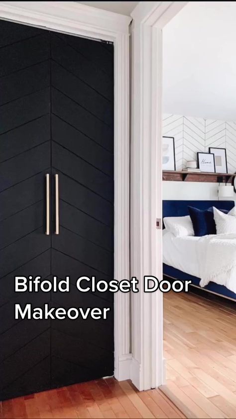 Bifold Door Storage Ideas, Bifold Door Mirror, Louvre Bifold Door Makeover, How To Upgrade Bifold Closet Doors, Mid Century Modern Bifold Closet Doors, Trifold Closet Doors, Entry Way Closet Door, Metal Bifold Door Makeover, Acordian Doors Closet Makeover