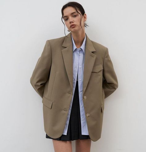 Pixie Market on Instagram: “Pocket blazer in Khaki Brown” Khaki Blazer Outfits For Women, Oversized Khaki Blazer Outfit, Khaki And Brown Outfit, Brown Oversized Blazer Outfit, Blazer Brown Outfit, Light Brown Blazer Outfit, Khaki Outfits For Women, Brown Blazer Outfits For Women, Khaki Blazer Outfit Women